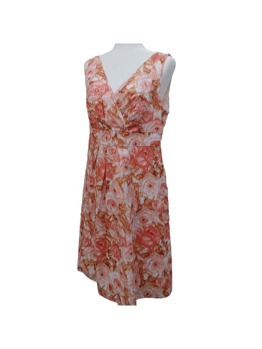 Lands' End New Cotton Floral Dress with Wrap V-Neck in Peach Multi size 14 NWT - Picture 7 of 16
